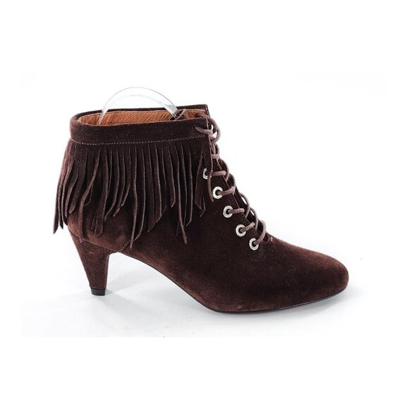 MAJE Fox Suede Ankle Fringe Bootie Brown NEW Floor Model - Picture 4 of 11